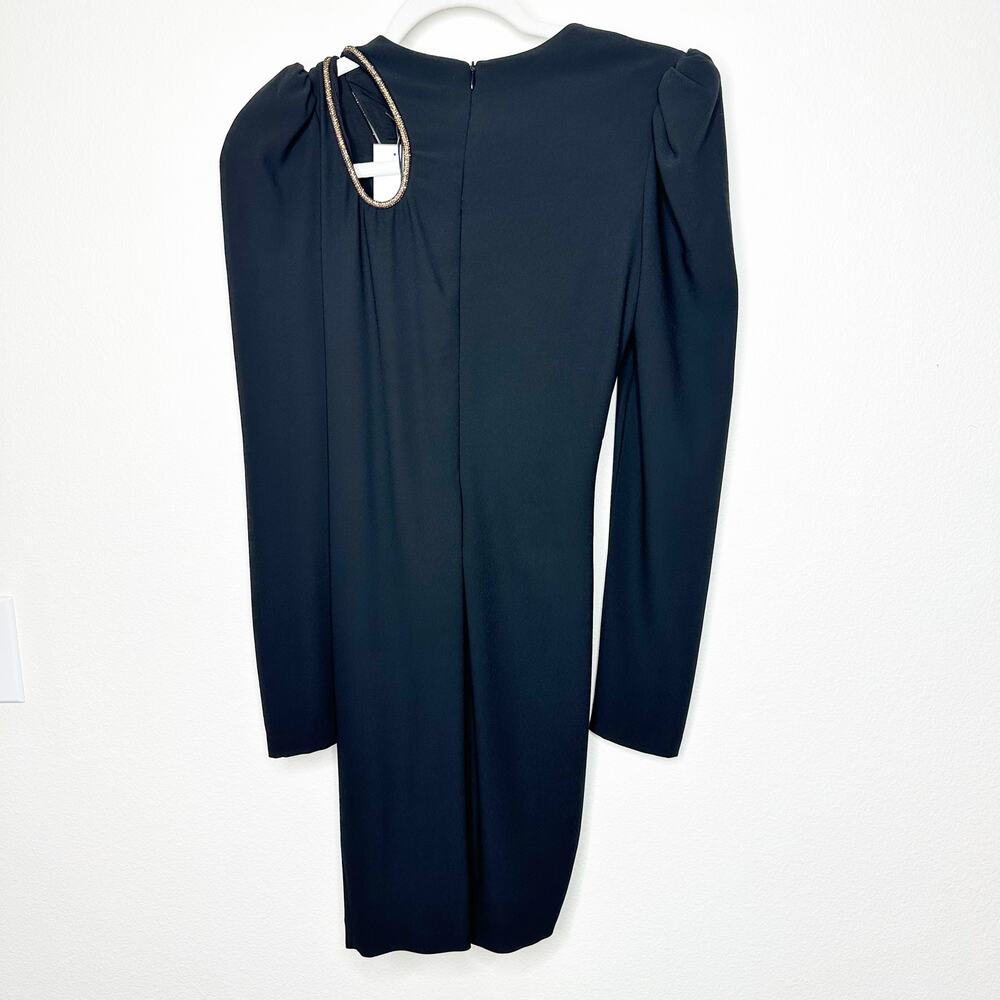NEW Helsi Josephine Black Gold Crystal Rope Asymmetric Long Sleeve Mini Dress - Picture 6 of 8